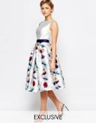Chi Chi London Full Prom Skater Dress In Floral Print - Multi Floral