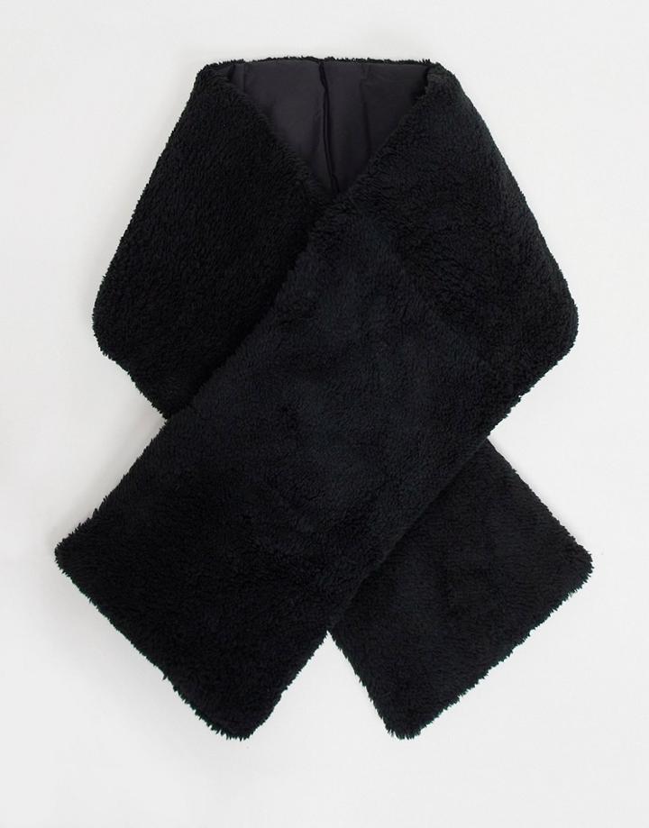 Asos Design Scarf In Black Teddy
