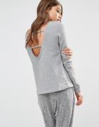 Noisy May Open Back Sweatshirt With Raw Edge - Light Gray Melange
