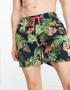 Gant Swim Shorts In Floral With Small Logo-blues