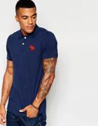 Abercrombie & Fitch Polo Shirt In Muscle Slim Fit With Large Moose Embroidery In Navy - Navy