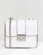 Bershka Chain Strap Mini Satchel Bag In White - White