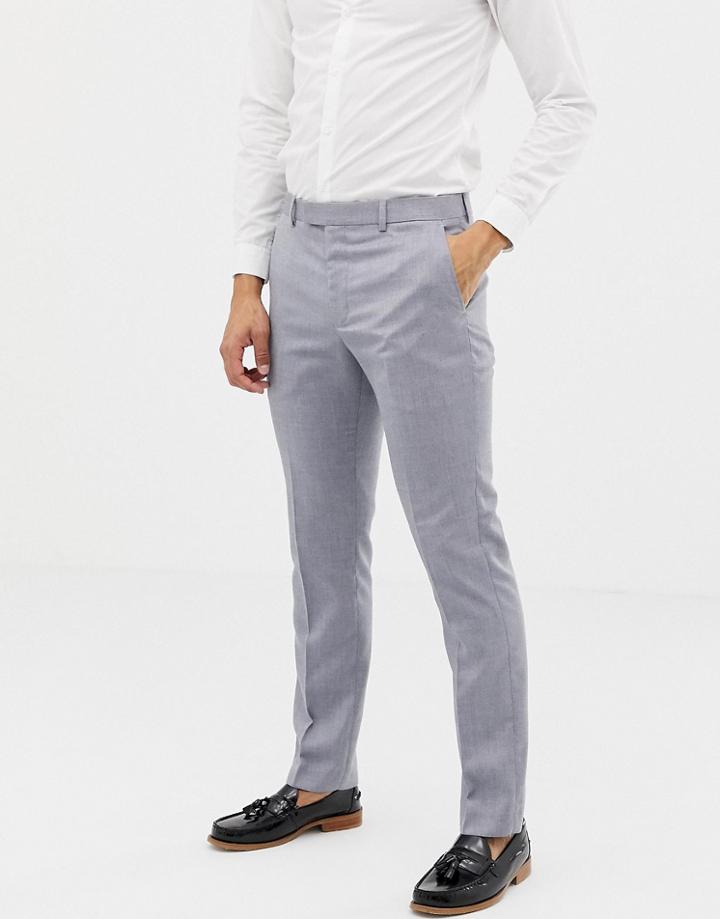 River Island Slim Fit Suit Pants In Blue Gray - Blue