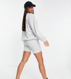Asos Design Tall Tracksuit Sweatshirt / Ribbed Legging Short In Gray-grey