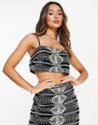 Asos Edition Placement Beaded Cami Top In Black