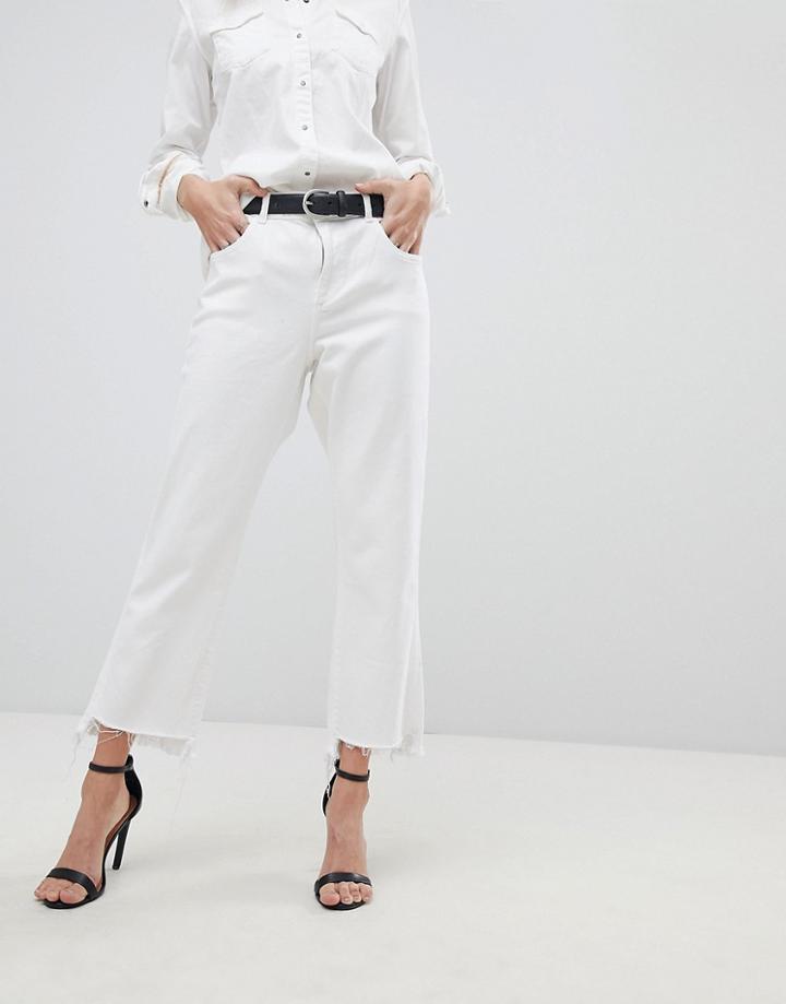 Dl1961 Patti High Waist Straight Leg Jean With Raw Hem - White