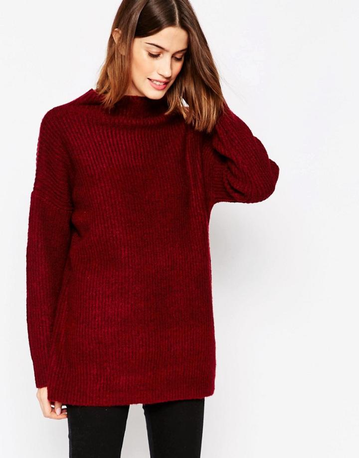Vila Domino Roll Neck Sweater - Red