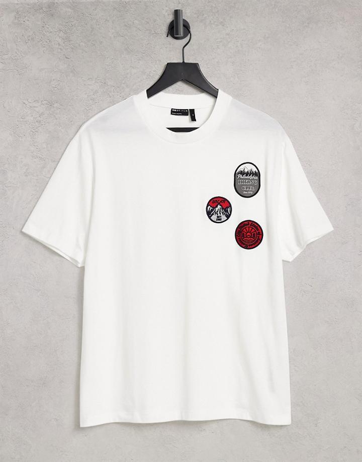 Asos Design Relaxed T-shirt In White With Badges
