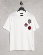 Asos Design Relaxed T-shirt In White With Badges