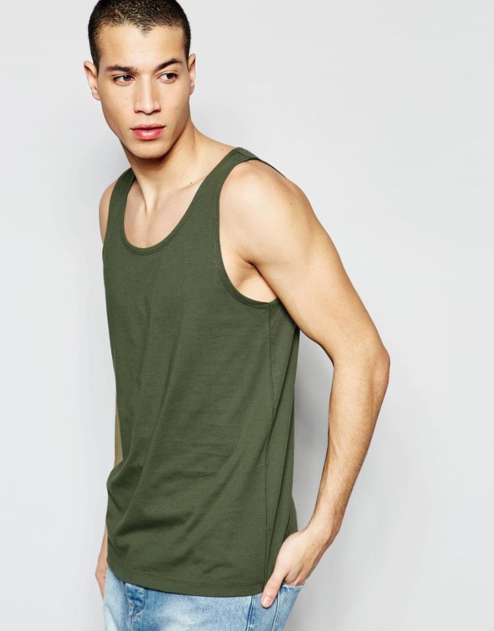 Asos Relaxed Tank In Khaki - Khaki