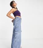 Weekday Organic Cotton Denim Cargo Jeans In Light Blue Wash