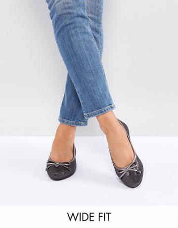 Dune Wide Fit Metallic Ballet Flat Shoes - Gold