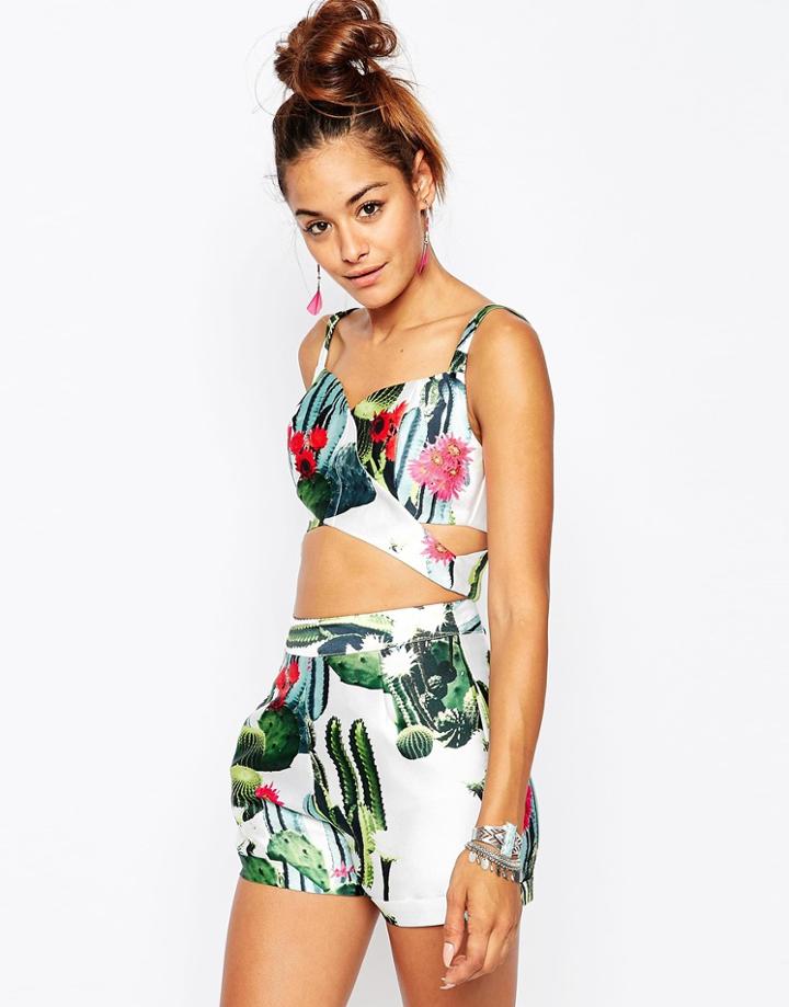 Missguided Satin Cactus Crop Top - White