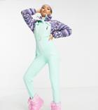Asos 4505 Petite Ski Suit With Retro Geo Print Detail-green