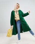 Weekday Wool Coat In Bottle Green - Green