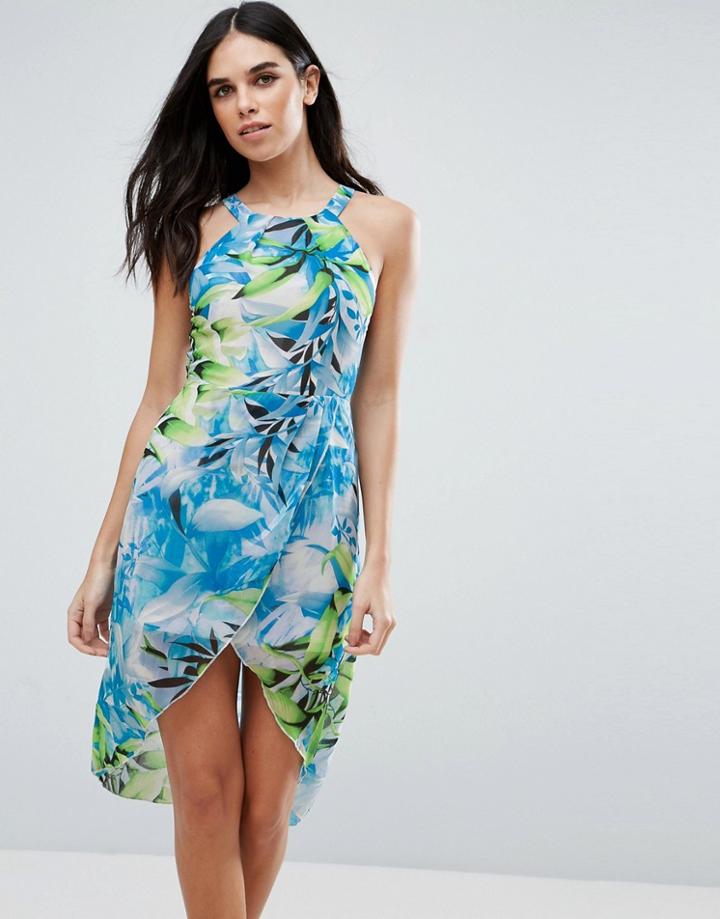 Love & Other Things Tropical Print Dress - Blue