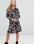 Y.a.s Graphic Printed Shift Dress With Tie Sleeves - Multi