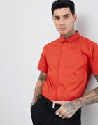 Process Black Short Sleeve Plain Stretch Shirt - Red