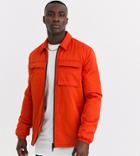 Asos Design Tall Quilted Jacket With Utility Details In Orange