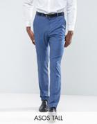 Asos Tall Wedding Slim Suit Pant In Blue Tonic - Blue