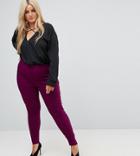 Asos Curve High Waist Pants In Skinny Fit - Purple
