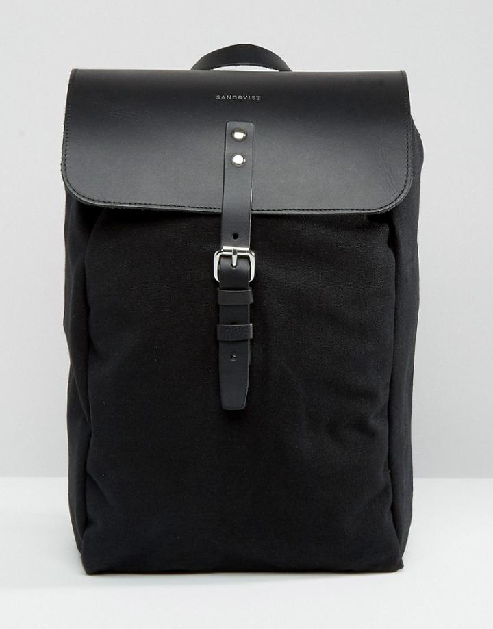 Sandqvist Alva Canvas & Leather Backpack In Black - Black
