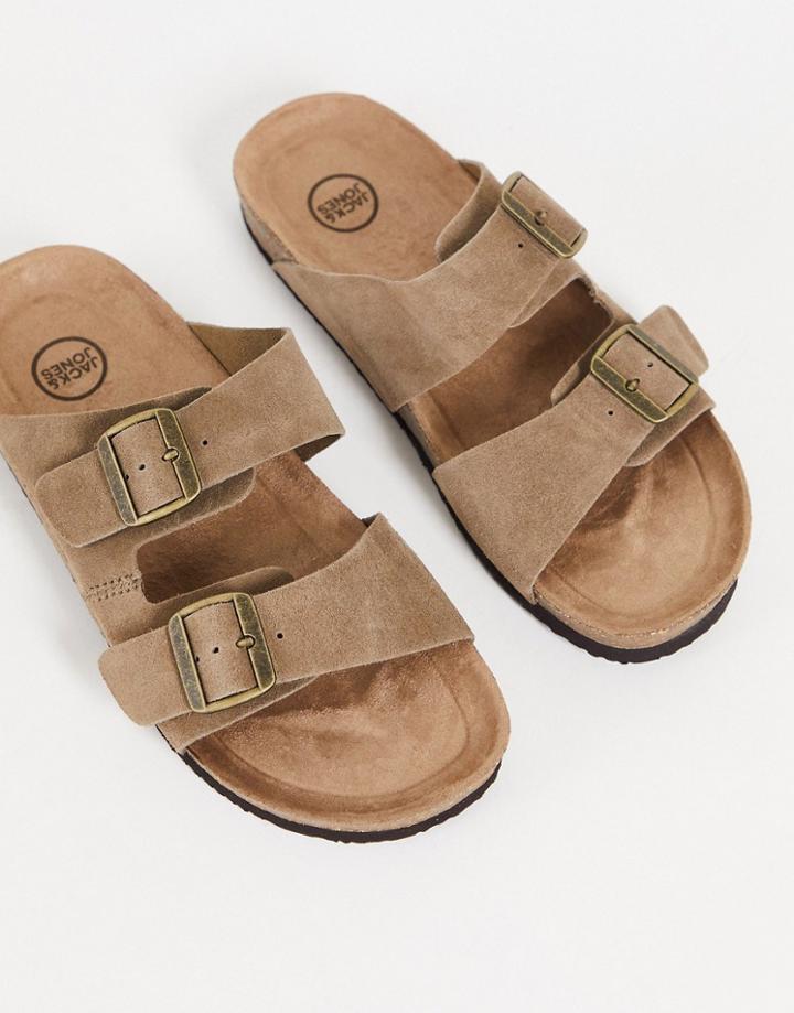 Jack & Jones Suede Sandals In Light Brown-neutral