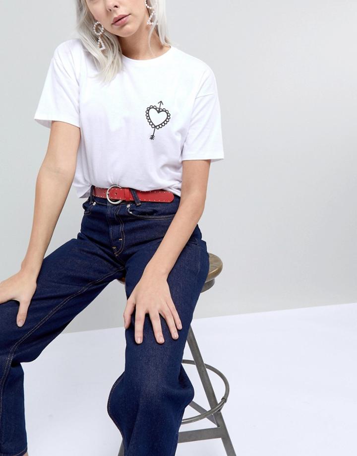 Stradivarius Stud Detail Buckle Belt - Red