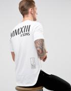 Only & Sons Long Line T-shirt With Split Hem And Back Print - Red