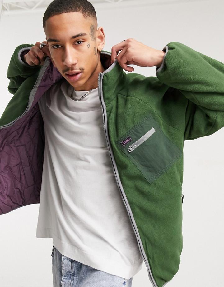 Pull & Bear Fleece In Khaki-green