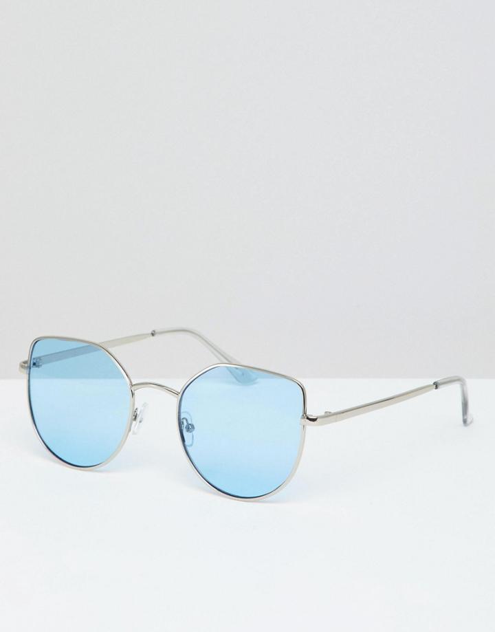 7x Oversized Cat Eye Sunglasse With Tinted Lens - Blue