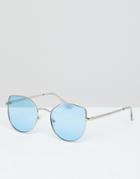 7x Oversized Cat Eye Sunglasse With Tinted Lens - Blue