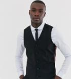 Asos Design Tall Slim Suit Vest In Black - Black