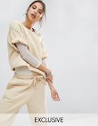 Bones Oversized Boxy Short Sleeve Sweatshirt Co-ord - Nude