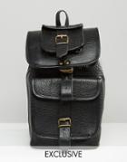 Reclaimed Vintage Premium Leather Long Strap Backpack - Black