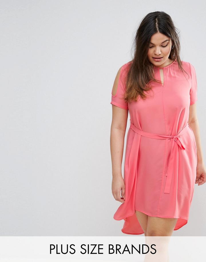 Lovedrobe Cold Shoulder Swing Dress - Pink