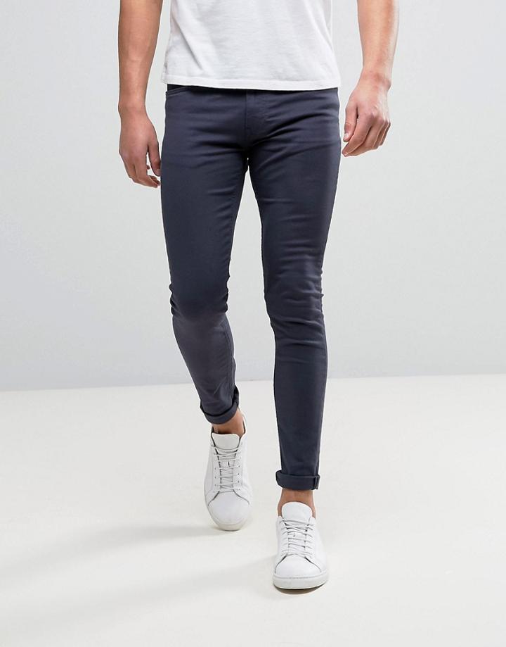 Kiomi Skinny Fit Jeans In Garment Dyed Denim - Navy