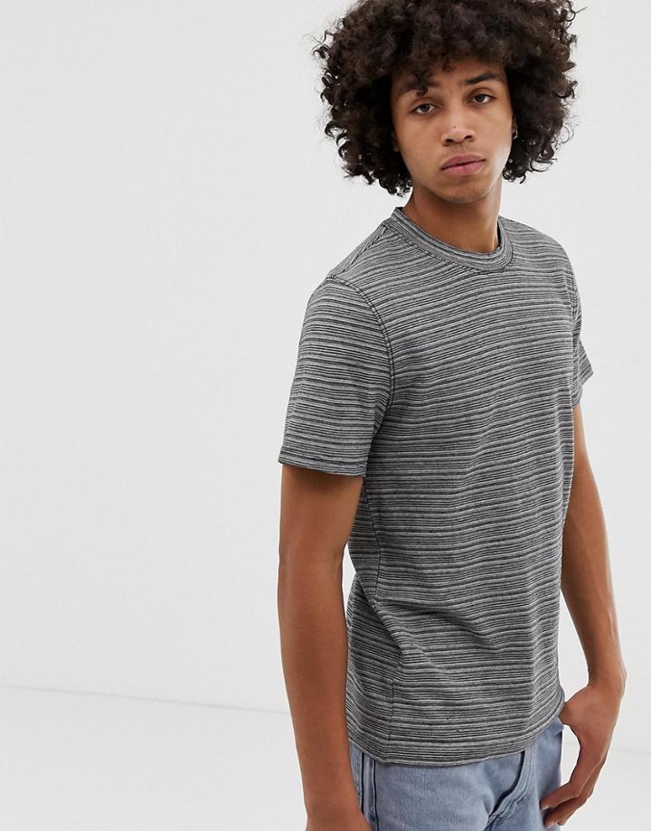 Weekday Sin T-shirt In Gray Stripe - Black