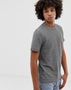 Weekday Sin T-shirt In Gray Stripe - Black