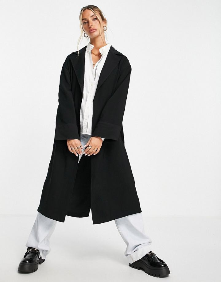 Topshop Duster Coat In Black