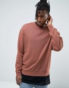 Asos Oversized Brushed Back Sweatshirt In Washed Orange - Brown