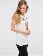 Only Sleeveless Embroidered Folk Top - Cloud Dancer