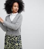 Monki Pointelle Stitch Cardigan In Gray