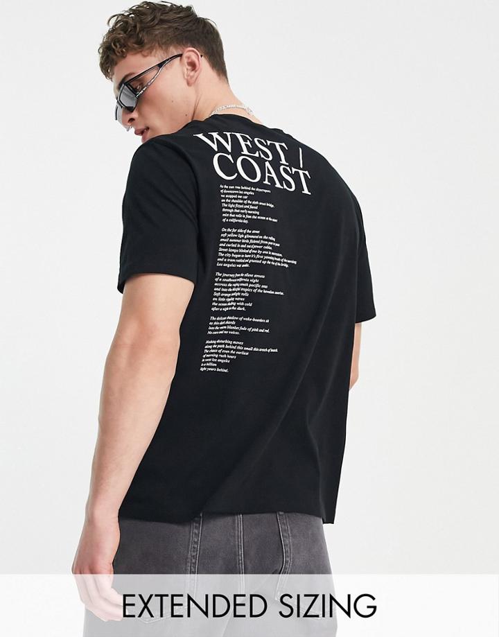 Asos Design Relaxed T-shirt In Black With Front & Back Text Print