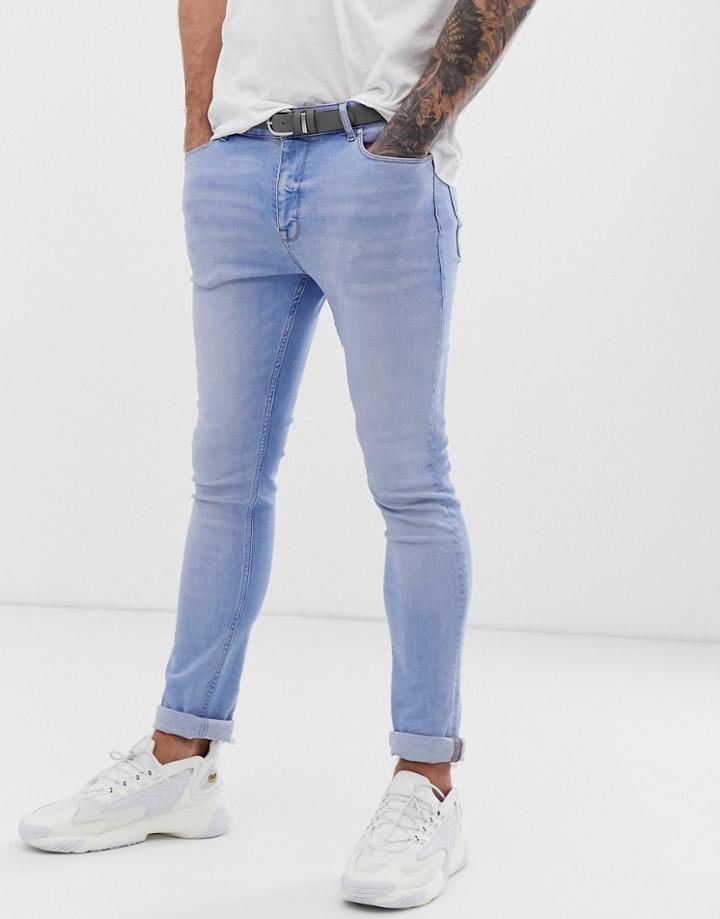 Asos Design Super Skinny Jeans In Light Wash Blue - Blue
