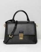 Ted Baker Top Handle Tote Bag With Lock Detail - Black