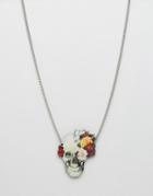 Asos Wooden Necklace With Skull Print - Multi