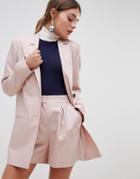 Asos Design Mini Jacquard Longline Blazer - Pink