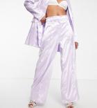 Liquorish Petite Bridesmaid Satin Tailored Pants In Dreamy Lilac - Part Of A Set-multi