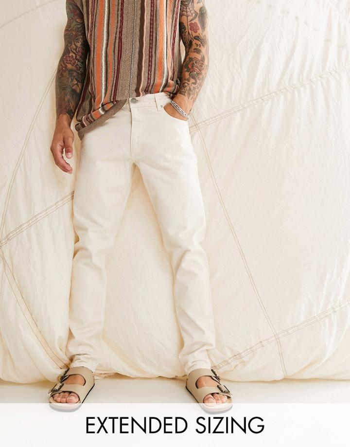 Asos Design Slim Jeans In Dusty Ecru-neutral